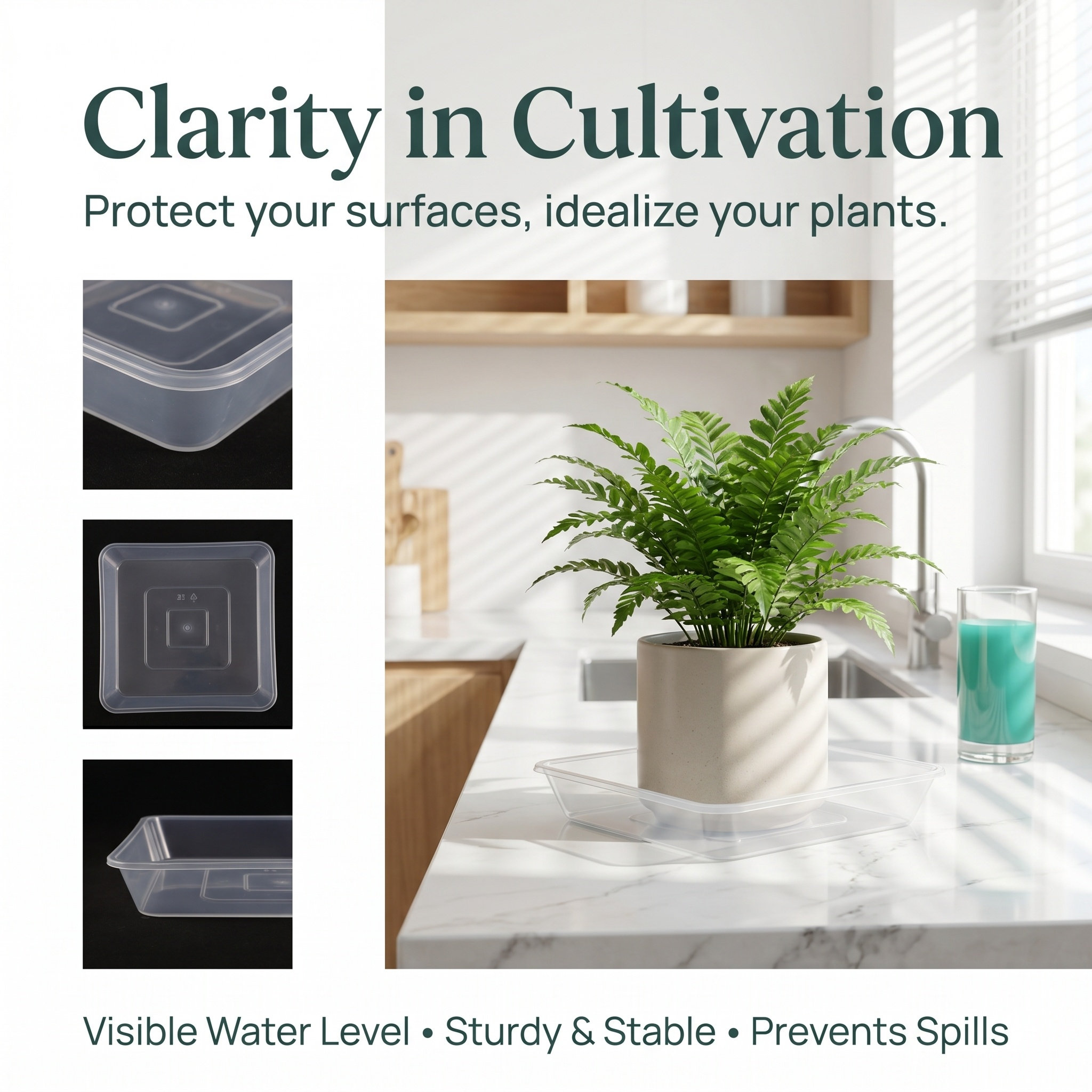 4Pcs Transparent Square Plant  - Drip Tray Saucer review and price